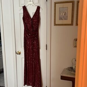 NWOT! Babalet Glamorous Wine Sequin Maxi Dress